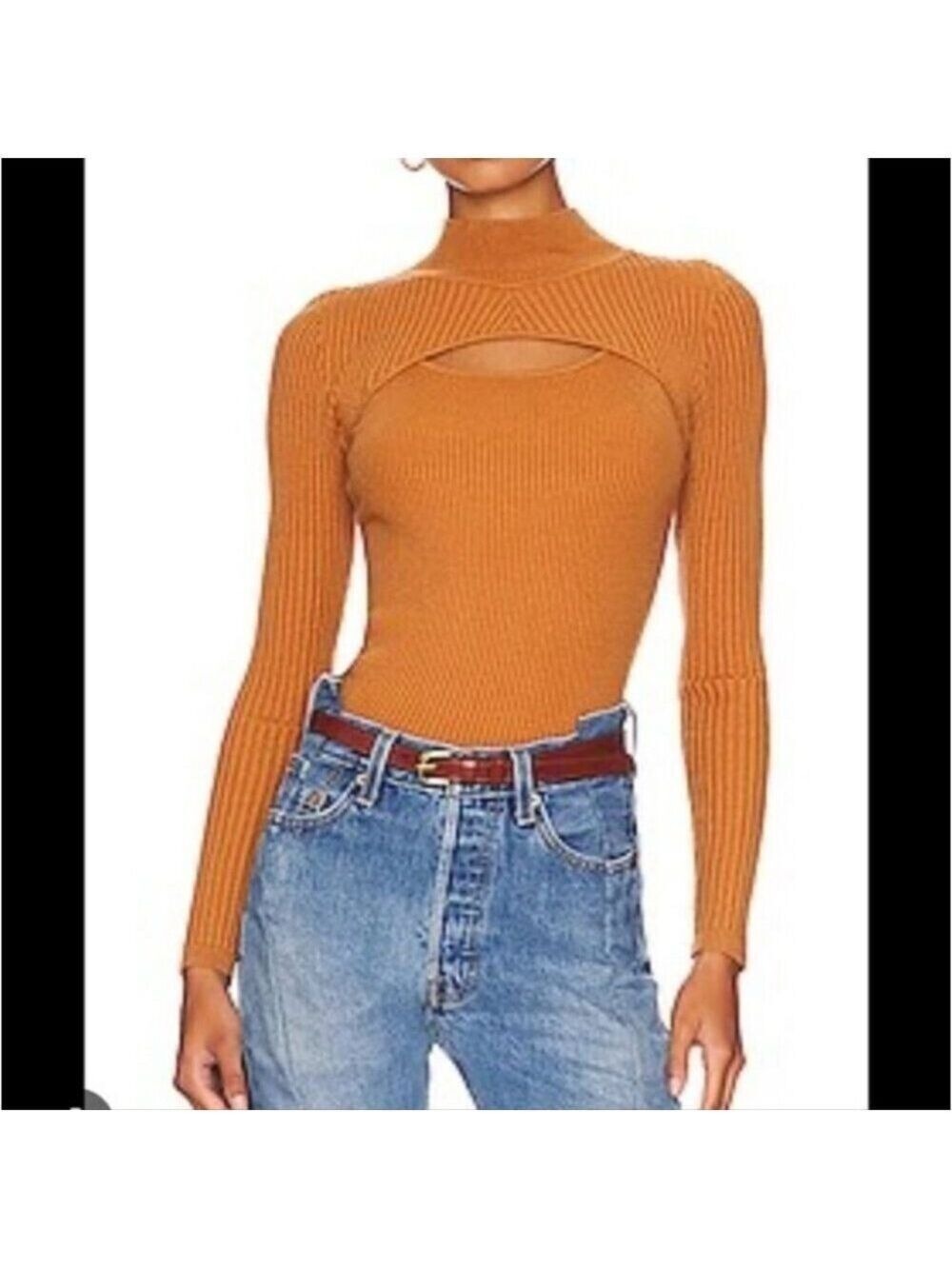 NWT HEARTLOOM | Sheila Top Cutout Sweater Cinnamon brown Sz M